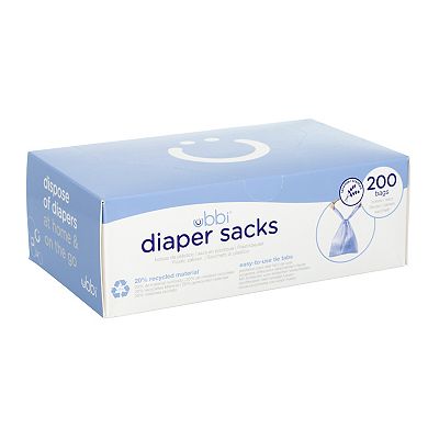 Ubbi Diaper Sacks Disposable Diaper Bags, 200-Count
