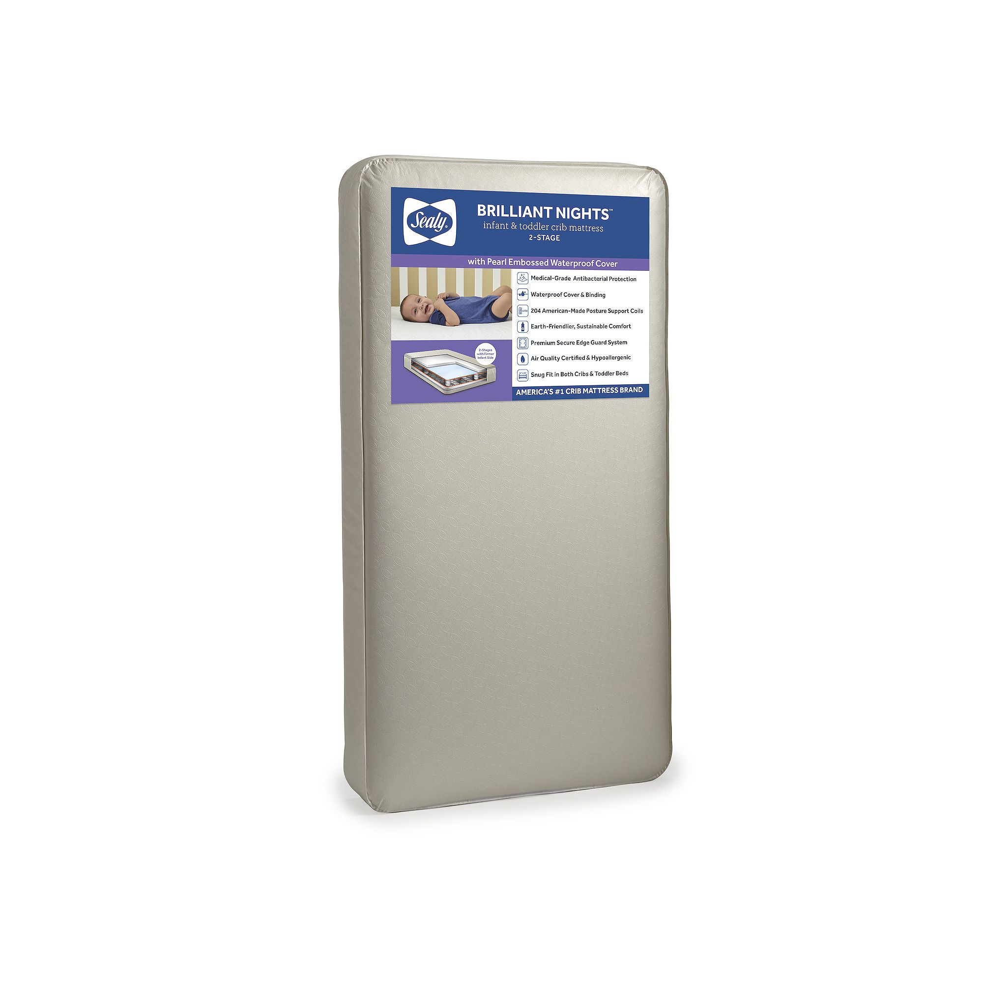Sealy Brilliant Nights 2-Stage Crib Mattress, White