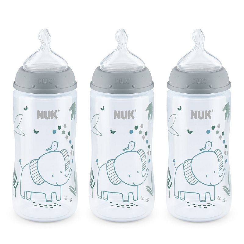 NUK 3pk Smooth Flow Bottle Safari Animals - Elephant - 10oz