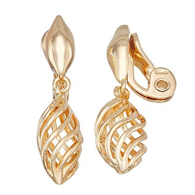 Napier Gold Tone Drop Clip Earrings