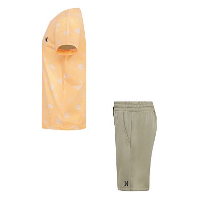 Boys 4-7 Hurley Printed T-shirt and Twill Shorts 2-Piece Set