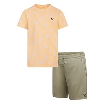 Boys 4-7 Hurley Printed T-shirt and Twill Shorts 2 pc Set