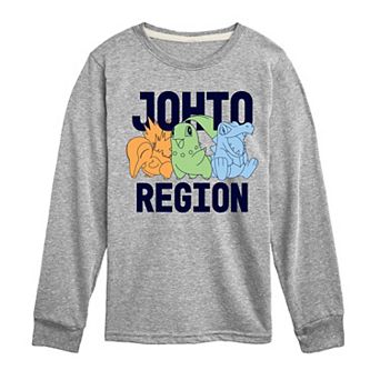 Boys 8-20 Pokemon Johto Region Long Sleeve Graphic Tee