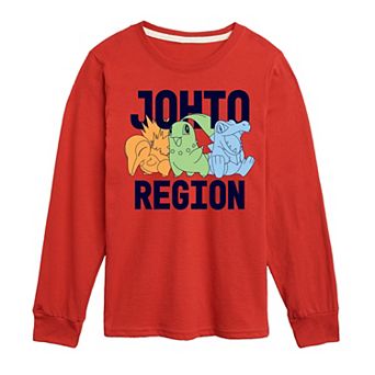 Boys 8-20 Pokemon Johto Region Long Sleeve Graphic Tee