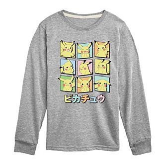 Boys 8-20 Pokemon Pastel Pikachu Expression Long Sleeve Graphic Tee
