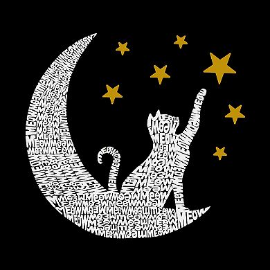 Cat Moon - Women's Word Art V-neck T-shirt