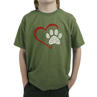 Paw Heart - Boy's Word Art T-shirt