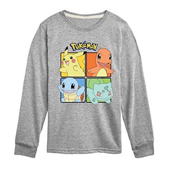 Boys 8-20 Pokemon Characters Squared Long Sleeve Graphic Tee