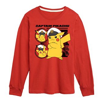 Boys 8-20 Pokemon Captain Pikachu Long Sleeve Graphic Tee
