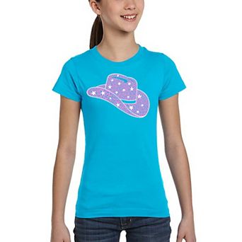 Cowgirl Hat - Girl's Word Art T-shirt