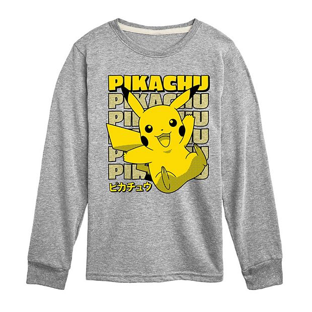 Boys 8-20 Pokemon Pikachu Katakana Long Sleeve Graphic Tee