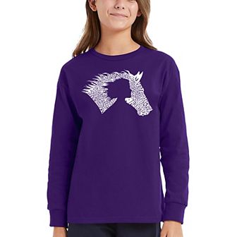 Girl Horse - Girl's Word Art Long Sleeve T-shirt