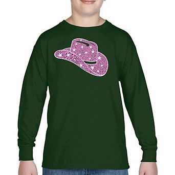 Cowgirl Hat - Boy's Word Art Long Sleeve T-shirt