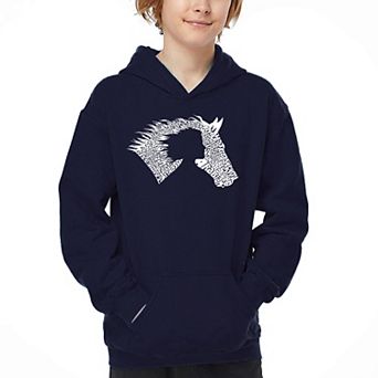 Girl Horse - Boy's Word Art Hooded Sweatshirt