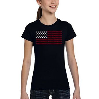 Proud To Be An American - Girl's Word Art T-shirt