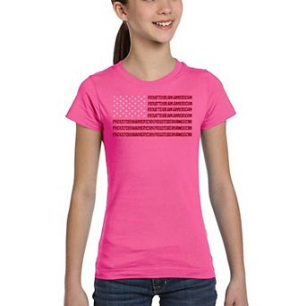 Proud To Be An American - Girl's Word Art T-shirt