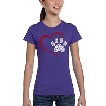 Paw Heart - Girl's Word Art T-shirt