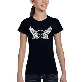 Cat Tail Hearts - Girl's Word Art T-shirt