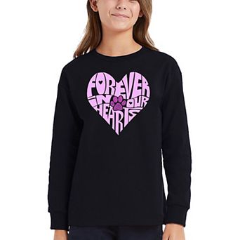Forever In Our Hearts - Girl's Word Art Long Sleeve T-shirt