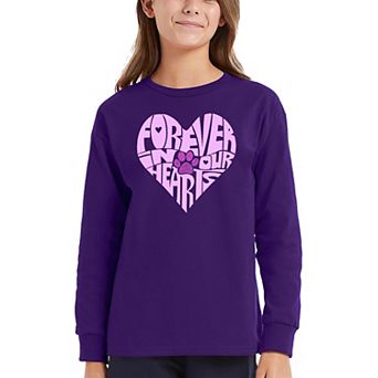 Forever In Our Hearts - Girl's Word Art Long Sleeve T-shirt