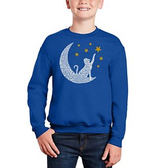 Cat Moon - Boy's Word Art Crewneck Sweatshirt