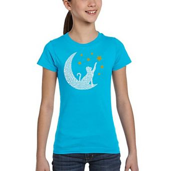 Cat Moon - Girl's Word Art T-shirt