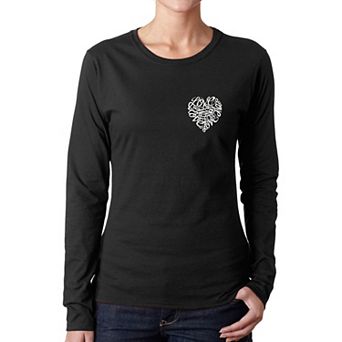 Cursive Heart - Women's Word Art Long Sleeve T-shirt
