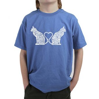 Cat Tail Hearts - Boy's Word Art T-shirt