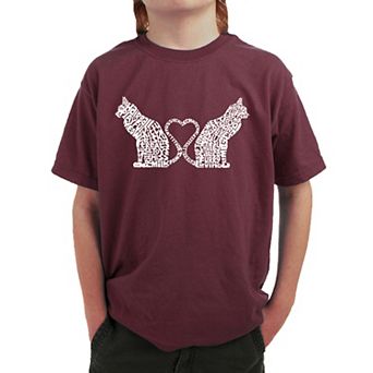 Cat Tail Hearts - Boy's Word Art T-shirt