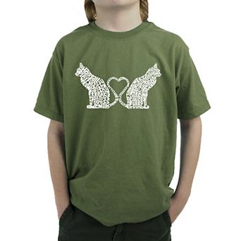 Cat Tail Hearts - Boy's Word Art T-shirt
