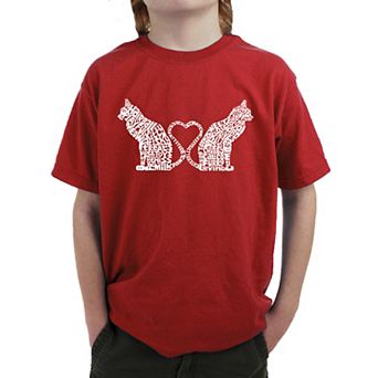 Cat Tail Hearts - Boy's Word Art T-shirt