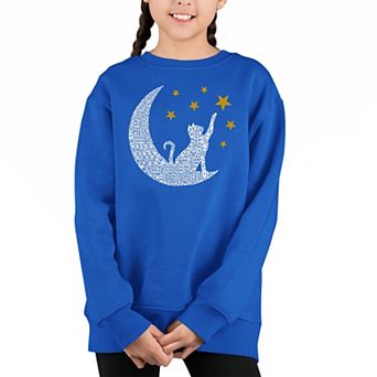 Cat Moon - Girl's Word Art Crewneck Sweatshirt