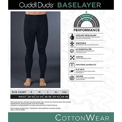 Men's Cuddl Duds® Midweight Cottonwear Performance Base Layer Pants