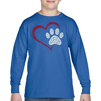 Paw Heart - Boy's Word Art Long Sleeve T-shirt