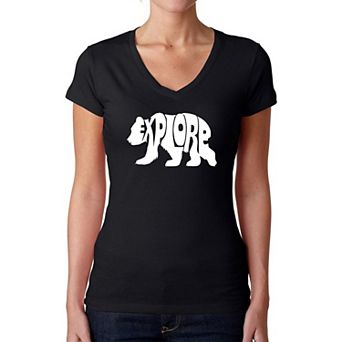 Explore - Women's Word Art V-neck T-shirt