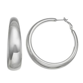 Nine West Puffy Tapered Hoop Earrings