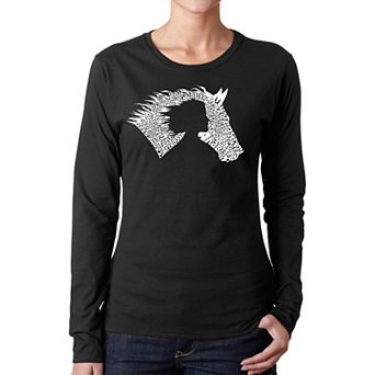 Girl Horse - Women's Word Art Long Sleeve T-shirt