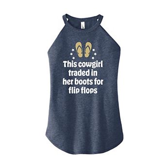 Juniors' Cowgirl Boots For Flip Flops High Neck Tank Top