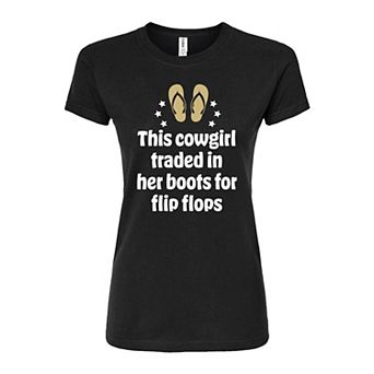 Juniors' Cowgirl Boots For Flip Flops Graphic Tee