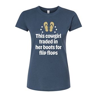 Juniors' Cowgirl Boots For Flip Flops Graphic Tee
