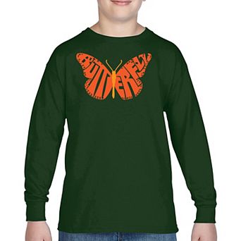Butterfly - Boy's Word Art Long Sleeve T-shirt