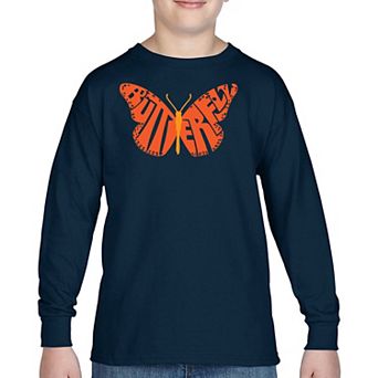 Butterfly - Boy's Word Art Long Sleeve T-shirt
