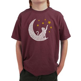 Cat Moon - Boy's Word Art T-shirt