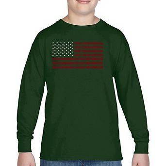 Proud To Be An American - Boy's Word Art Long Sleeve T-shirt