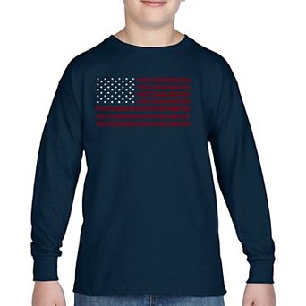 Proud To Be An American - Boy's Word Art Long Sleeve T-shirt