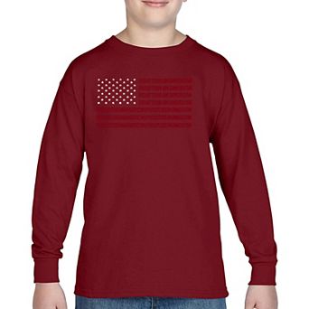 Proud To Be An American - Boy's Word Art Long Sleeve T-shirt