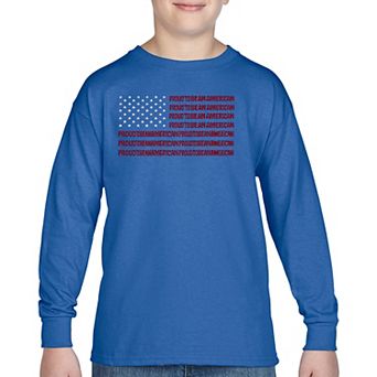 Proud To Be An American - Boy's Word Art Long Sleeve T-shirt