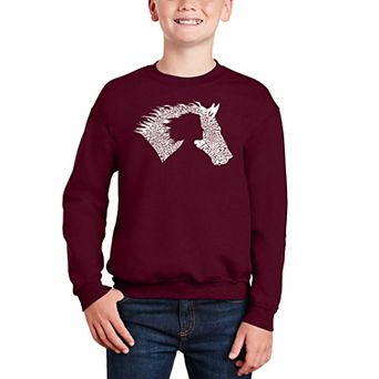 Girl Horse - Boy's Word Art Crewneck Sweatshirt