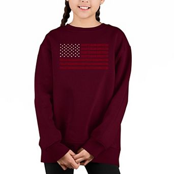 Proud To Be An American - Girl's Word Art Crewneck Sweatshirt