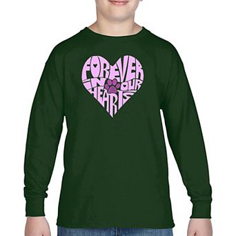 Forever In Our Hearts - Boy's Word Art Long Sleeve T-shirt
